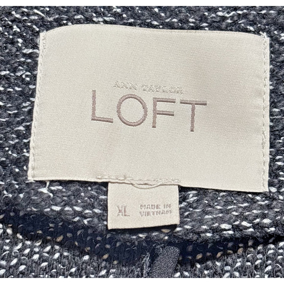 LOFT Tweed Biker Jacket Sz XL Gray Cotton Blend Lightweight Collared Pockets EUC - Picture 2 of 11